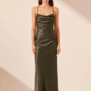 La Lune Lace Back Maxi Dress - Forest